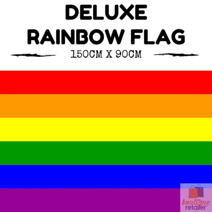 DELUXE RAINBOW GAY PRIDE FLAG Outdoor Banner 150x90cm 3x5ft with Metal Eyelets.