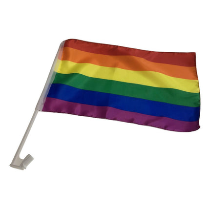 RAINBOW CAR FLAG w Window Clip Flags Australia Day 30cm x 45cm LGBT Gay Pride.