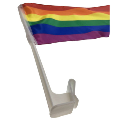 RAINBOW CAR FLAG w Window Clip Flags Australia Day 30cm x 45cm LGBT Gay Pride.