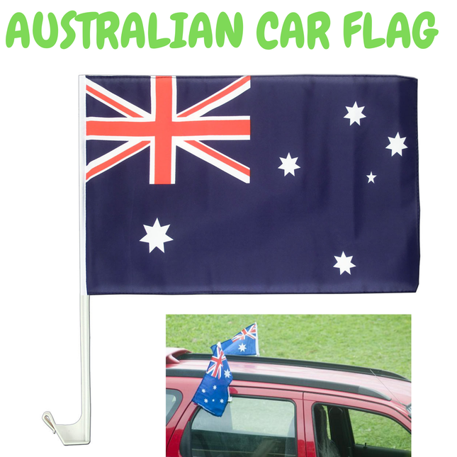 1x AUSTRALIA CAR FLAG with Window Clip Flags Australia Day 30cm x 45cm.