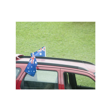 2x AUSTRALIA CAR FLAG with Window Clip Flags Australia Day 30cm x 45cm.