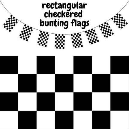 CHECKERED BUNTING FLAG Race Car Chequered Flag Banner Hanging Decoration Rectangular - 3.6 Metres.