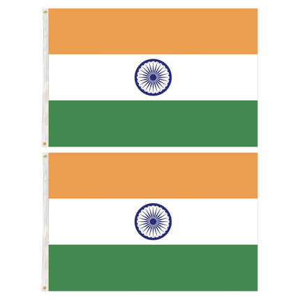 2x India Country Flags Indian Heavy Duty National Cricket Diwali Divali - 150cm x 90cm.