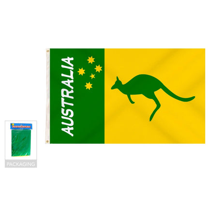 Australian Green and Gold/Yellow Flag w/ Kangaroo – 90x150cm Australia Day.