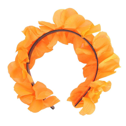 Hawaiian Flower Headband Wreath in Orange – Tropical Luau Costume Accessory.