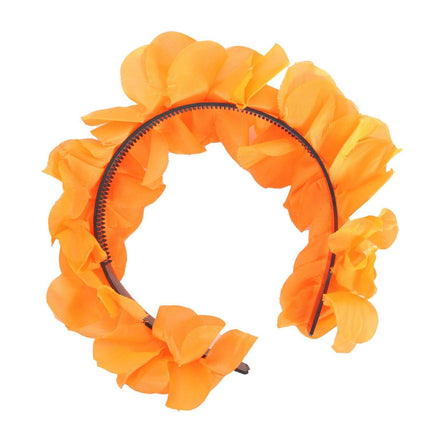 Hawaiian Flower Headband Wreath in Orange – Tropical Luau Costume Accessory.