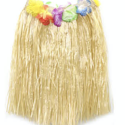 40cm HAWAIIAN HULA SKIRT Tropical Costume Dress Lei Grass Flower Party Adult - Natural.