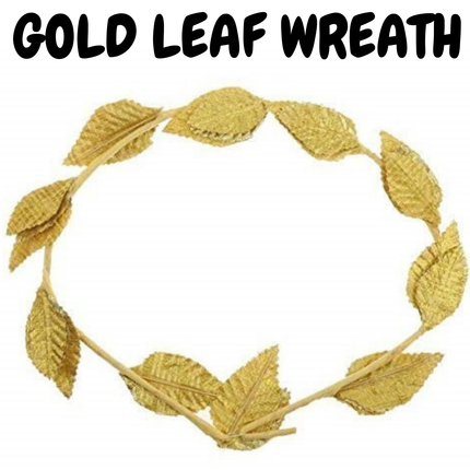 GOLD LEAF WREATH Greek Headband Crown Leaves Band Roman Costume Dress Party.