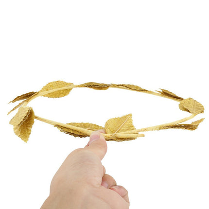 GOLD LEAF WREATH Greek Headband Crown Leaves Band Roman Costume Dress Party.