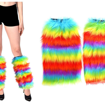 1 Pair Fluffy Leg Warmers Rainbow Gay Pride LGBTQ.