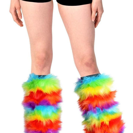 1 Pair Fluffy Leg Warmers Rainbow Gay Pride LGBTQ.