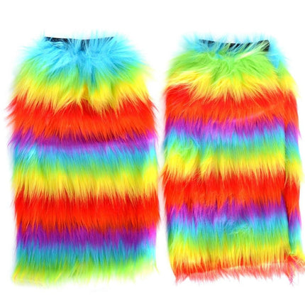 1 Pair Fluffy Leg Warmers Rainbow Gay Pride LGBTQ.