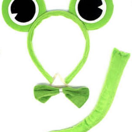 FROG HEADBAND w Bow Tail Animal Costume Halloween Party Hair Accessory.