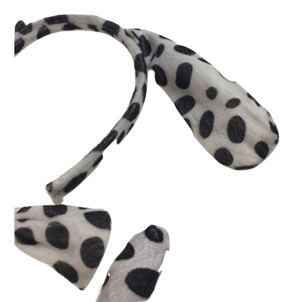 3pcs DOG EAR HEADBAND w Bow Tail Animal Costume Halloween Party Hair Dalmatian.