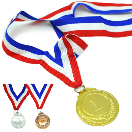 Set of 3 Gold Silver Bronze Medals Sports Day Awards School Events Olympics Parties.