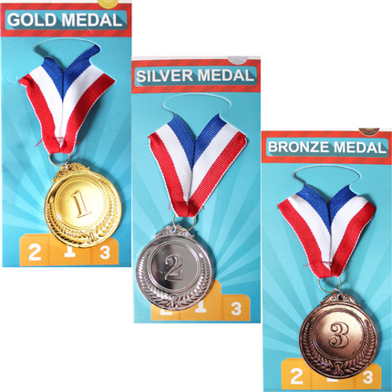 Set of 3 Gold Silver Bronze Medals Sports Day Awards School Events Olympics Parties.