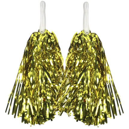 Yellow Metallic Cheerleading Pom Poms – Set of 2 with Easy-Grip Handles Australia Day.