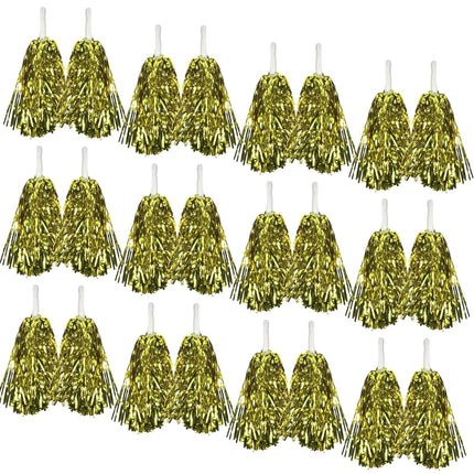 Yellow Metallic Cheerleading Pom Poms – Set of 12 with Easy-Grip Handles Australia Day.