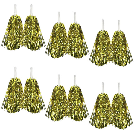 Yellow Metallic Cheerleading Pom Poms – Set of 6 with Easy-Grip Handles Australia Day.