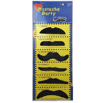 PARTY MOUSTACHE 70s Fake Mustache Costume Fancy Dress Props Halloween Adhesive.
