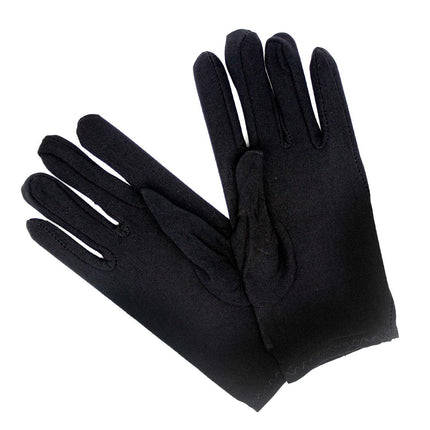 Ladies SHORT GLOVES Costume Party Wedding Bridal Fancy Dress Prom Stretchy - Black - One Size.