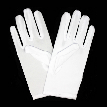 Ladies SHORT GLOVES Costume Party Wedding Bridal Fancy Dress Prom Stretchy - White - One Size.