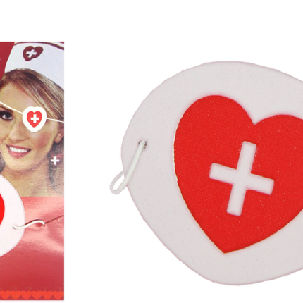 NURSE EYEPATCH Fancy Dress Hospital Heart Costume Ladies Doctor Party.