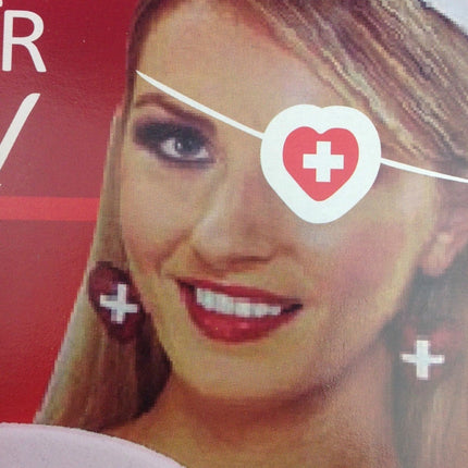 NURSE EYEPATCH Fancy Dress Hospital Heart Costume Ladies Doctor Party.