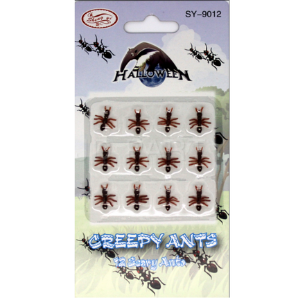 MINI FAKE ANTS Trick Halloween Scary Creepy Joke Prank Small Gag Toy Bug - 12 Ants.