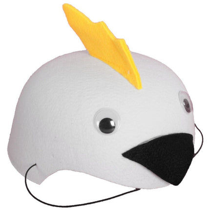 1x 55cm Cockatoo Animal Hat Costume Accessory | Felt | Elastic Chin Strap | Australian Theme.