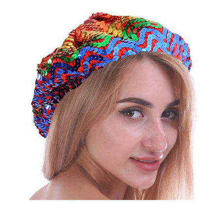 Rainbow Sequin French Beret Hat Gay LGBTQ Pride.