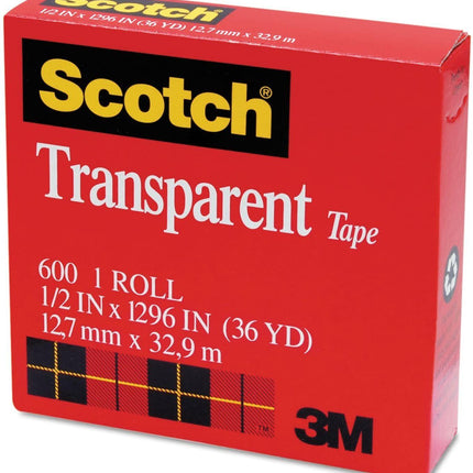 Scotch 3M Transparent Tape 12.7mm x 32.9m - MADE IN USA.