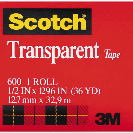 Scotch 3M Transparent Tape 12.7mm x 32.9m - MADE IN USA.