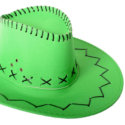 Fluro Green Cowboy Hat with Adjustable Chin Cord – Fun Western-Themed Australia Day.