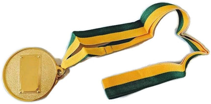 METAL WINNER GOLD MEDAL 1st Party Favours Sports Day 40cm Ribbon - Green/Gold.