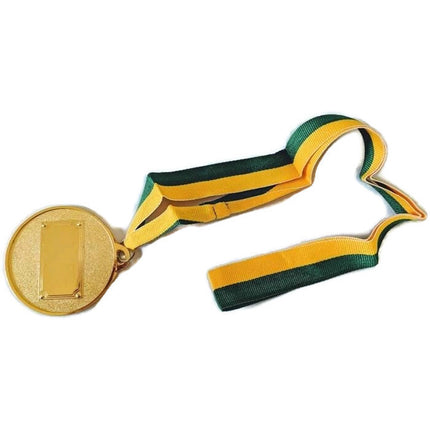 METAL WINNER GOLD MEDAL 1st Party Favours Sports Day 40cm Ribbon - Green/Gold.