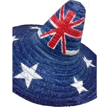 Mexican SOMBRERO Hat w Australian Aussie Flag Design Party Costume 55cm.