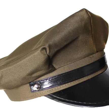 Army General WW2 US Air Corps Officer Crusher Party Costume Hat Cap in Military Green.