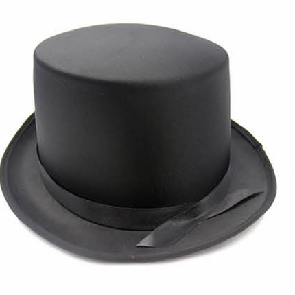 SATIN TOP HAT Costume Party Cap Fancy Dress Trilby Fedora One Size - Black.
