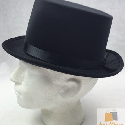 SATIN TOP HAT Costume Party Cap Fancy Dress Trilby Fedora One Size - Black.