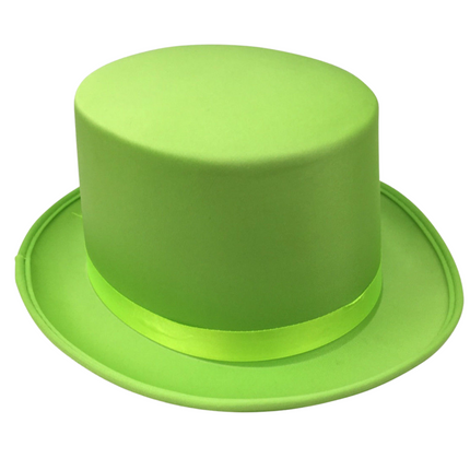 SATIN TOP HAT Costume Party Cap Fancy Dress Trilby Fedora One Size - Light Green.