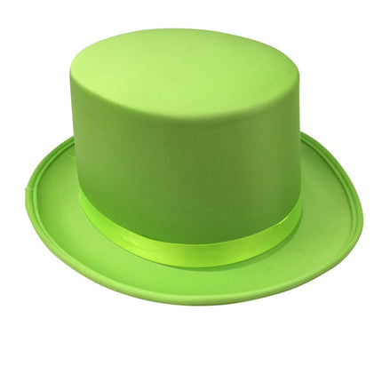 SATIN TOP HAT Costume Party Cap Fancy Dress Trilby Fedora One Size - Light Green.