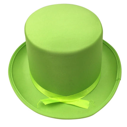 SATIN TOP HAT Costume Party Cap Fancy Dress Trilby Fedora One Size - Light Green.