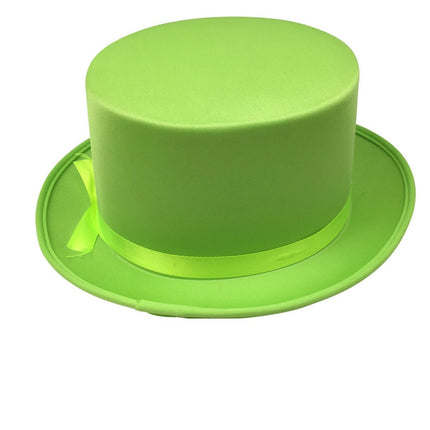 SATIN TOP HAT Costume Party Cap Fancy Dress Trilby Fedora One Size - Light Green.