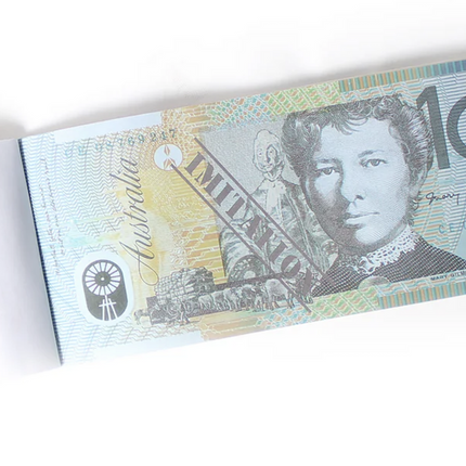 10 Dollar Australian Souvenir Note Pad Fake AUD Money - 1 Pack of 50 Sheets.