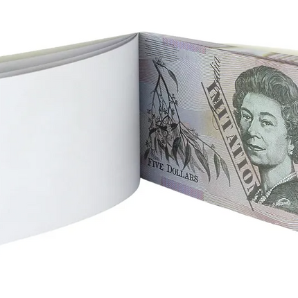 5 Dollar Australian Souvenir Note Pad Fake AUD Money - 1 Pack of 50 Sheets.