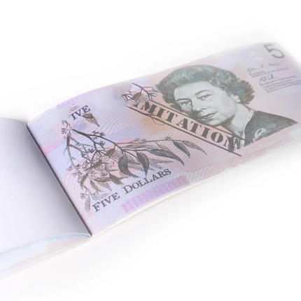 5 Dollar Australian Souvenir Note Pad Fake AUD Money - 1 Pack of 50 Sheets.
