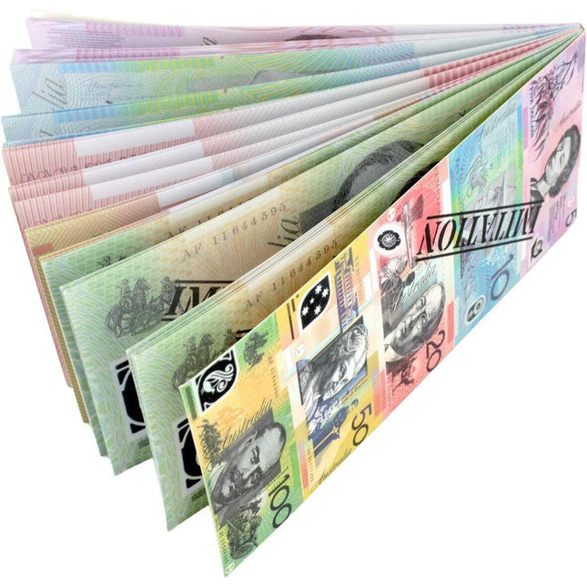 Assorted Dollar Australian Souvenir Note Pad Fake AUD Money - 1 Pack of 50 Sheets.