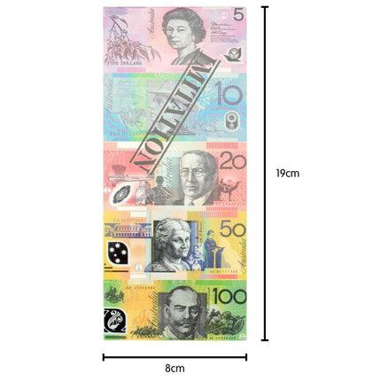Assorted Dollar Australian Souvenir Note Pad Fake AUD Money - 1 Pack of 50 Sheets.