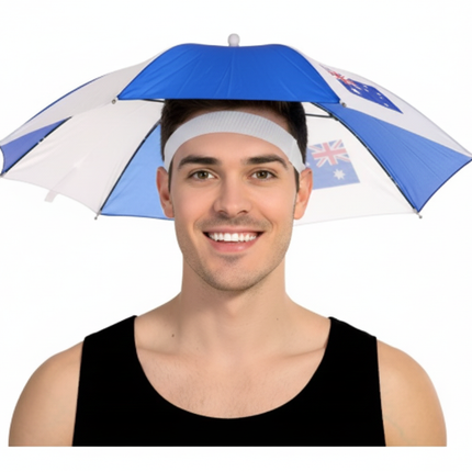 AUSTRALIA UMBRELLA HAT Rain Novelty Cap Costume Outdoor Camping Beach Fishing.